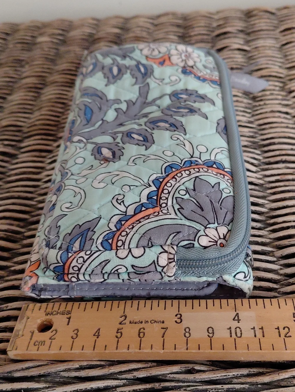 Vera Bradley Mint and Blue Quilted Floral Wristlet Wallet